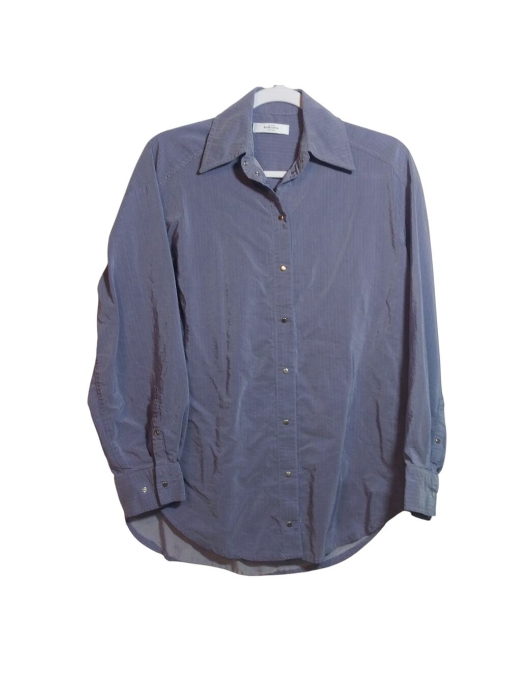 Roseanna Slate Blue Pinstripe Button Down Shirt Preppy Office Career Size 34